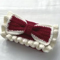 【 ひな様 専用商品】ハンドメイド 編み物 ポーチ ペンケース リボン