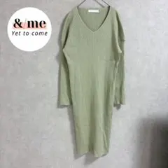 センスオブプレイス　長袖リブニットワンピース　Ｖネック　ロング　タイト