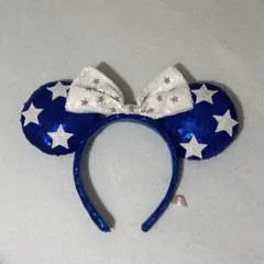 ディズニー　カチューシャ　スパンコール　ブルー