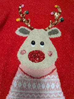 next トナカイ刺繍赤ニットセーター 120cm