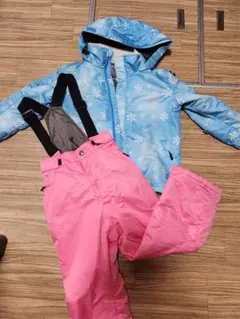 子ども用スキーウェア上下セット♪ 水色ジャケット・ピンクパンツ( 〃▽〃)