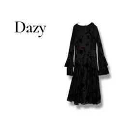 デイジー Sフラワープリント ロングワンピース ドレス薄手シースルー袖 パーティ