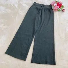 【UNIQLOユニクロ】ウォッシャブルニットリブパンツ ダークグリーン Ｌ