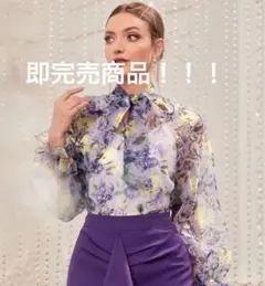 shein シーイン　韓国　シースルーブラウス　リボンブラウス　花柄ブラウス