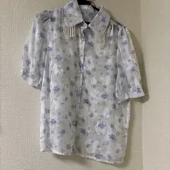 シースルー花柄半袖シャツ