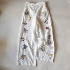 ジャーナルスタンダード エンブロイダリー フラワー刺繍 レース ワイドパンツ