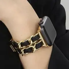 애플 워치 체인 밴드 블랙 x 골드 38/40.
