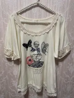 axes femme 半袖カットソー レース装飾*̣̣̥◌︎⑅⃝︎*॰ॱ͈♡⃝︎ॱ͈॰* ⑅⃝︎◌︎*̣̣̥のサムネイル
