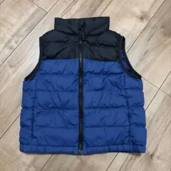 記名なし★120cmUNIQLOキッズ中綿ベストブルー ブラック/ユニクロ