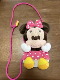 ディズニー　ミニーマウス　首かけ財布　ミニーちゃん　紐付き　ポーチ