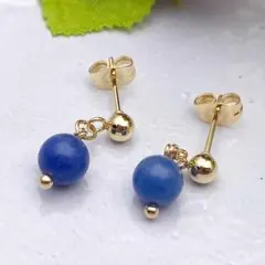 天然石◆ブラジル産ブルークォーツ6mmのピアス 18kgp イヤリング変更可能