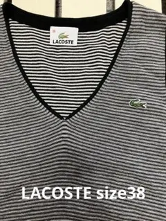LACOSTE Vネック ベスト ボーダー柄 size38