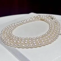 照り強！淡水真珠 ベビーパール4.5mm 2連セミロング！