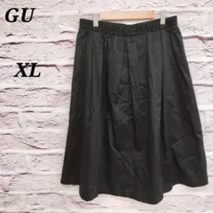 ジーユー 【XL】 タックスカート ウエストゴム キレイめ ガーリー ブラック