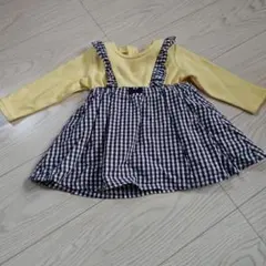 イエロー チェック柄 ワンピース