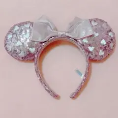 ディズニー ミッキー型カチューシャ ピンク ハートスパンコール