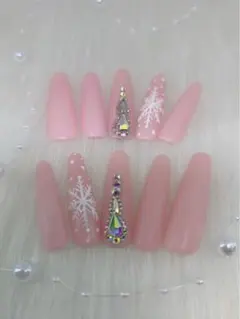 ネイルチップ/雪の結晶/冬ネイル/ギャル/ボアネイル