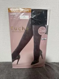 【未使用】グンゼ　柄付きタイツ　60デニール　ブラック　花柄　M-L