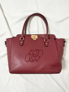 バーガンディ 合成皮革 トートバッグ