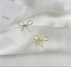 リボンデザイン イヤーカフ ゴールド