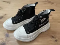 P.latte 厚底ハイカット　スニーカー　サイドジップ付き　黒　21㎝