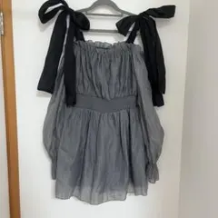 オフショルリボンワンピース グレー FUNのサムネイル