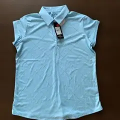 adidas レディース ポロシャツ 水色 ダイヤモンドパターン