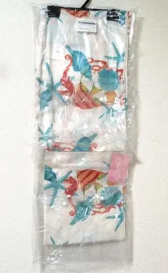 新品　浴衣　レディース浴衣　白　フリーサイズ　海の生き物　カラフル浴衣　花火