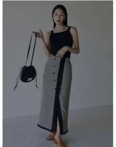 アメリMEDI REVERSIBLE HOUNDSTOOTH SKIRTブラック