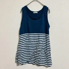【美品】a.v.v ボーダー ノースリーブチュニック ネイビー Mサイズ