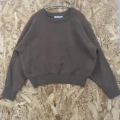 【美品】AMERICANHOLIC ブラウン クロップド スウェット トレーナー