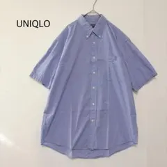 UNIQLO ユニクロ 半袖 ボタンダウンシャツ ライトブルー L コットン