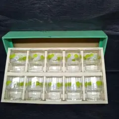 【昭和レトロ】アデリア ぶどう柄 花柄 グラス 10個セット 箱付き