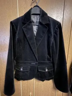 黒 ベルベット レトロなテーラードジャケット