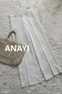 最終SALE★ANAYI アナイ トリアセ混 ストレッチクロスセミワイドパンツ