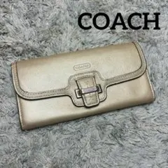 COACH コーチ 長財布 レザー ゴールド系 シルバー金具