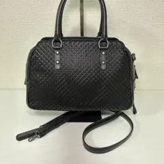 極美品 印傳屋 INDEN-YA 伝統工芸 鹿革 漆 ショルダー バッグ 黒