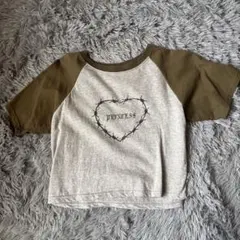 クロップドTシャツ グレー/オリーブ