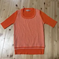 【昭和レトロ】Lui Chantant 半袖ニット オレンジ Sサイズのサムネイル