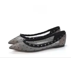未使用。VALENTINO スタッズ付き　メッシュ　フラットシューズ35