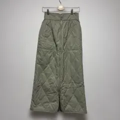 オリーブグリーン キルティング ロングスカート　シールームリンのサムネイル