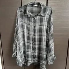 オーバーサイズ長袖シアーシャツ ブラック・ホワイトチェック