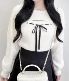 INGNI フェザーリブデコルテオープンリボンニット