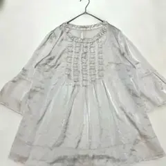 【訳あり】Rose Tiara シャンパンベージュ七分袖 ブラウス サイズ42