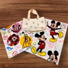 【新品】ミッキーマウス フェイスタオル2枚ミニトートバッグ付き
