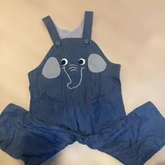 moujonjon ゾウさん柄 デニムサロペット 80cmのサムネイル
