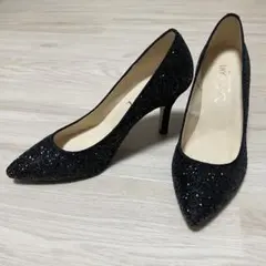 ルタロン　ポインテッドグリッターパンプス36 1/2 ブラック