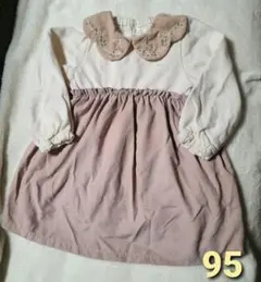 Cottoli ことり　襟付き ワンピース 刺繍 長袖　95