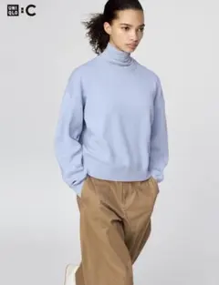 完売品❣️UNIQLO C スムースコットンクルーネックセーター ブルー　S