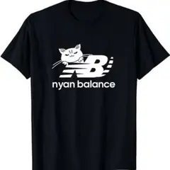 nyan balance 猫 ロゴ風 パロディ シンプル 猫好き Tシャツ新品